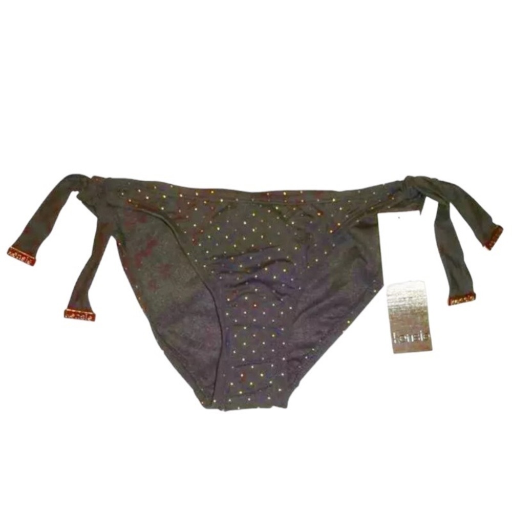 $210 Kensie Celebrity Sparkle Bikini Bottoms XSmall Gold Studs BEST OF CRUISE